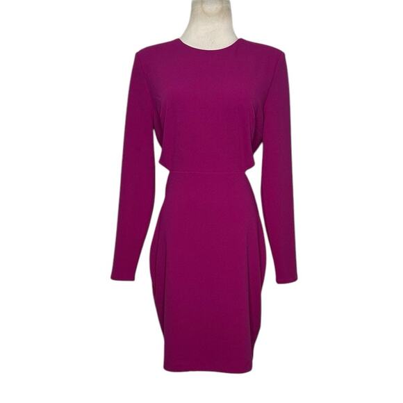Express fuchsia long sleeves side cut outs mini dress size small - Picture 1 of 12